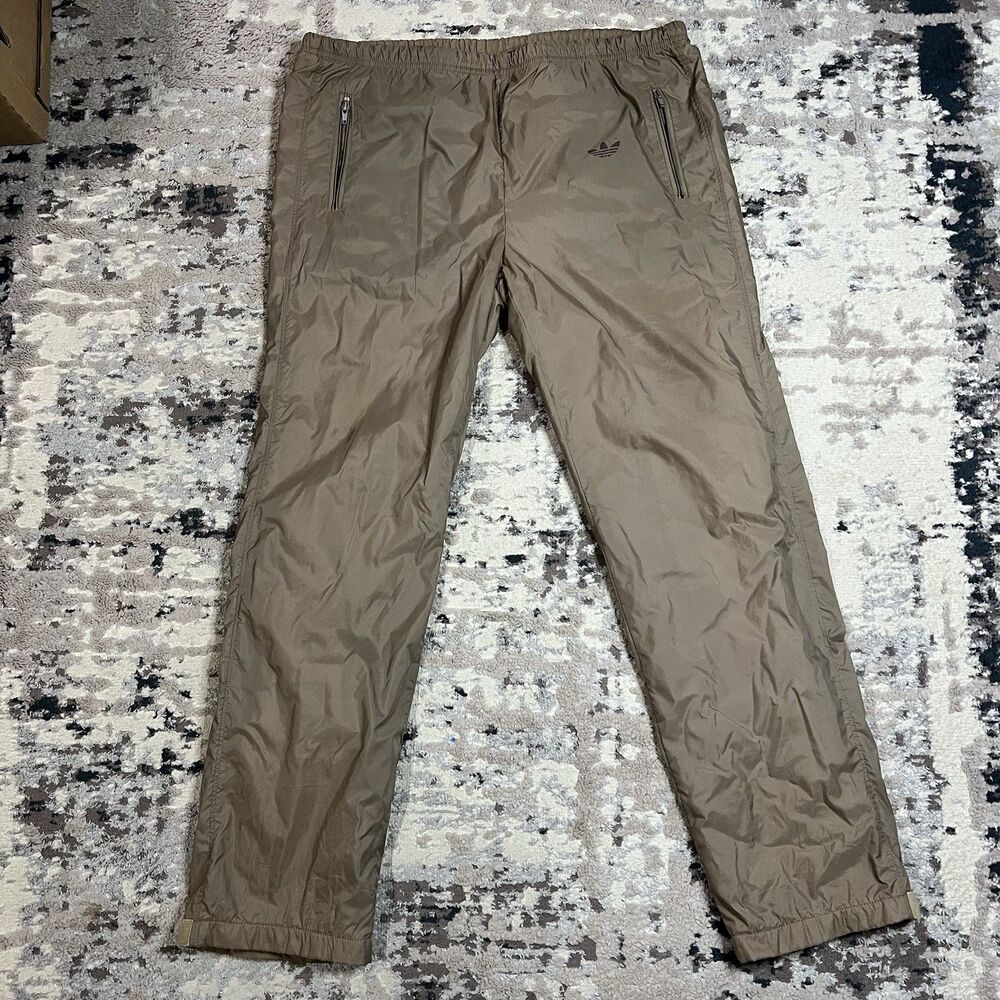 Vintage 90s Adidas Beige Lined Track Pants Men Sz L Streetwear Y2K Baggy Trefoil